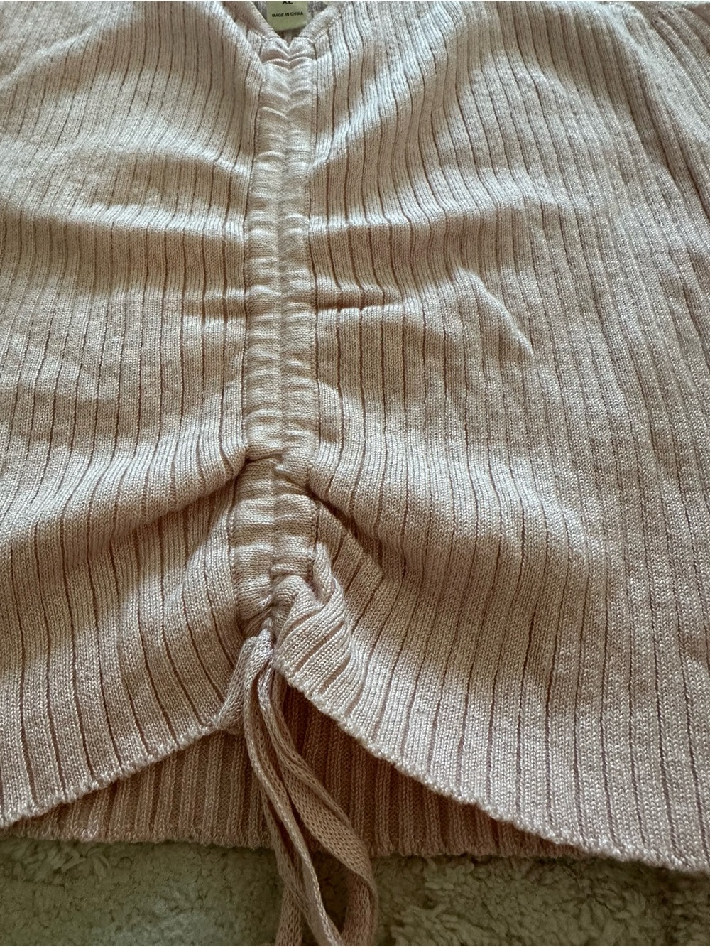 It's Our Time Blush Pink Ribbed Drawstring Tank - Picture 4 of 5